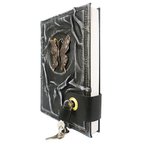 Fairy Butterfly Figured Locked Leather Journal